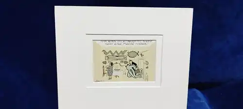 G304/ Grafik Kunstdruck Postkarte Loriot im Passepartout ca 30 X 24 cm
