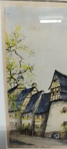 G316/ Beilstein an der Mosel Deutschland Aquarell signiert 