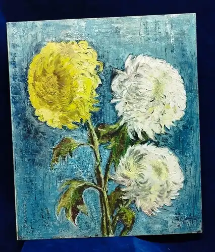 G332/ Gemälde - Blumenstilleben auf Leinwand - 60x70cm Weitz 1965