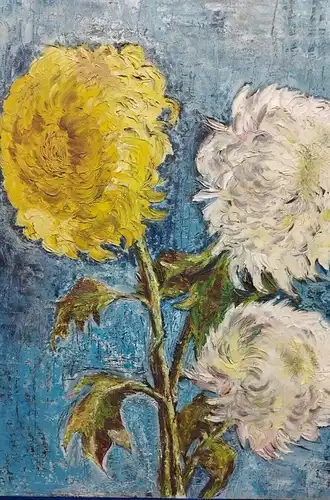 G332/ Gemälde - Blumenstilleben auf Leinwand - 60x70cm Weitz 1965