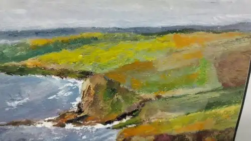 G330/ Küstenlandschaft mit stürmischer See Acryl Meeresbrandung 66 X 53 cm