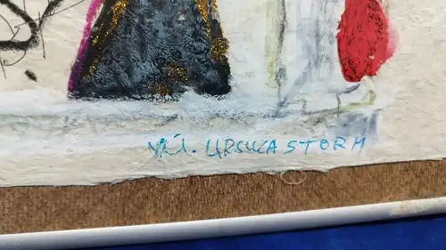 G315/ Gemälde Moderne Kunst Ursula Storm auf Büttenpapier 