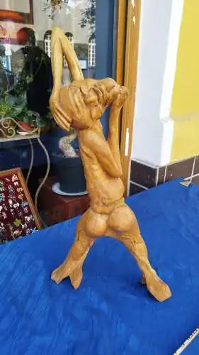 G342/ ungewöhnliche Vintage Skulptur in Holz Figur