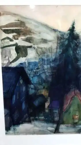 Aquarell Hermann Schepler 1911-1985 " Im Dunklen Tal " 94 x 70 cm