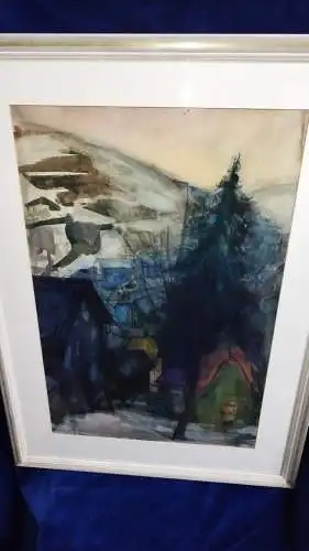 Aquarell Hermann Schepler 1911-1985 " Im Dunklen Tal " 94 x 70 cm