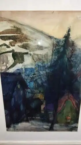 Aquarell Hermann Schepler 1911-1985 " Im Dunklen Tal " 94 x 70 cm