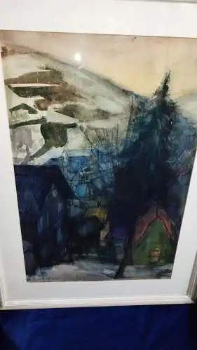 Aquarell Hermann Schepler 1911-1985 " Im Dunklen Tal " 94 x 70 cm