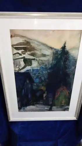 Aquarell Hermann Schepler 1911-1985 " Im Dunklen Tal " 94 x 70 cm