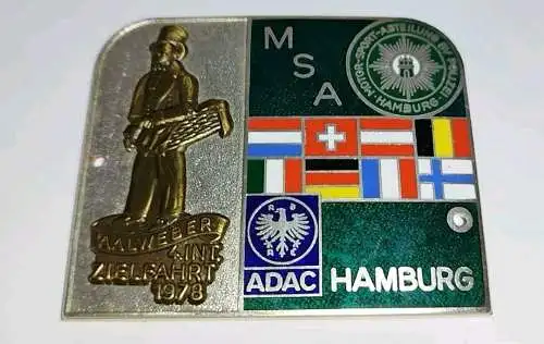 E800/ Plakette MSA Hamburg 4. Int. Zielfahrt 1978 ADAC Polizei Motorsport