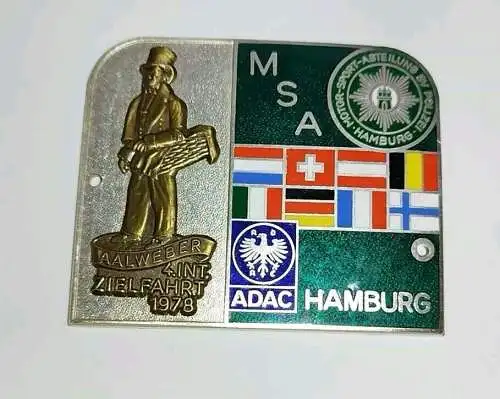 E800/ Plakette MSA Hamburg 4. Int. Zielfahrt 1978 ADAC Polizei Motorsport