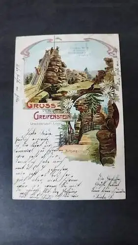 Ansichtskarte Gruß vom Greifenstein Lithographie 1905