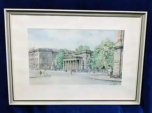 G444/ Original Aquarell Richard Adler (1907-1977) Berlin Neue Wache 67x48cm