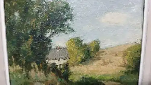 G488/ Antike Malerei André des Fontaines (1869-1910) Landschaft mit Bauernhaus