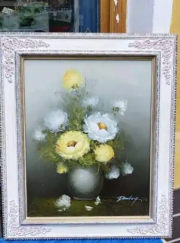 G475/ ÖLGEMÄLDE Blumenstrauß Barockrahmen Domberg 55 x 65 cm