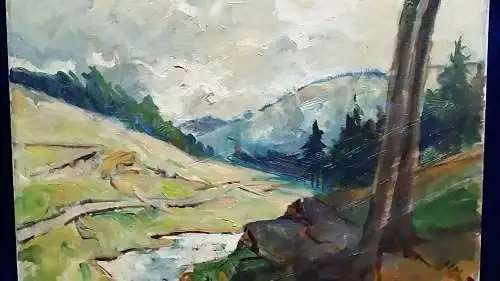 Impressionist Paul Adolf Hauptmann Landschaft mit Bach Bromberg Ergoldsbach