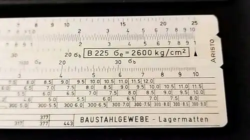 G515m/ Alter Rechenschieber 10132 Aristo  Baustahlgewerbe Rechner 