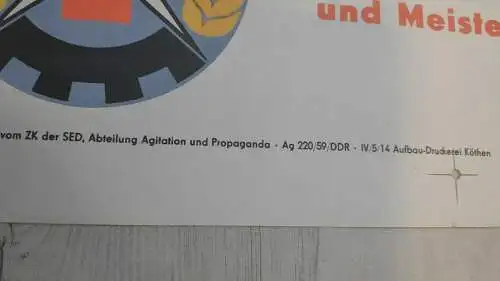 F200/ DDR Propaganda Plakat 7- Jahrplan Arbeitsproduktivität 1959