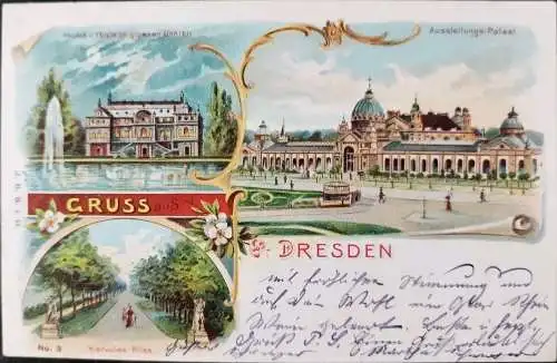 Alte Ansichtskarte Gruß aus Dresden um 1900