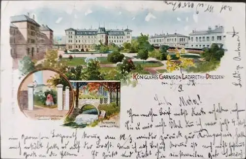Alte Ansichtskarte Königliches Garnison Lazarett Dresden 1902