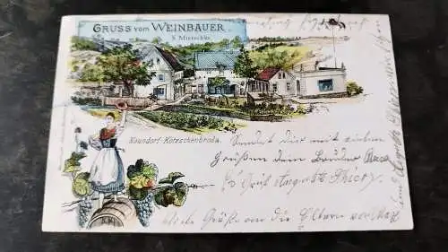 Alte Ansichtskarte Gruß vom Weinbauer Neundorf Kötschenbroda