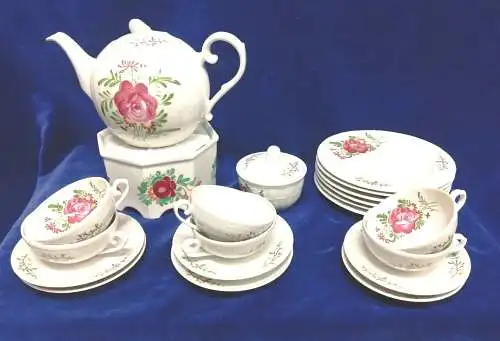 G611/ Vintage Teeservice Ostfriesische Rose Service Tee Handgemalt 21 Teile 