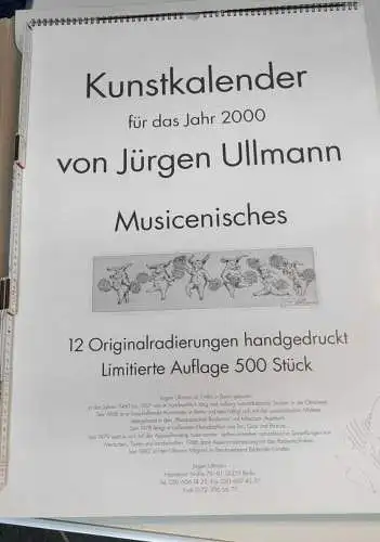 Jürgen Ullmann Kunstkalender mit 12 Originalradierungen limitiert 