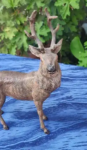 F906/ 2 Stück antike Hirsch Figur    handbemalt 
