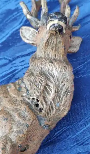 F906/ 2 Stück antike Hirsch Figur    handbemalt 