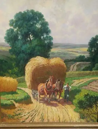 Bild Bauer mit Heuwagen