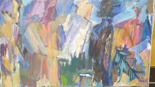 F589/ Berglandschaft moderne Malerei DDR Malerin auf Leinwand 90x70cm