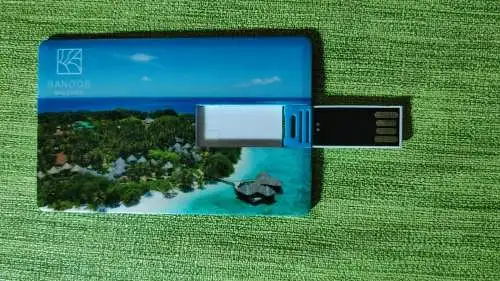 F528m/  Speicherkarte mit Werbung im Scheckkartenformat