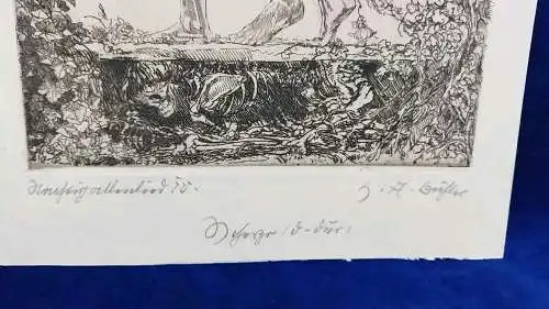 Radierung Hans Adolf Bühler Meisterschüler von Hans Thoma  21 x30 cm 
