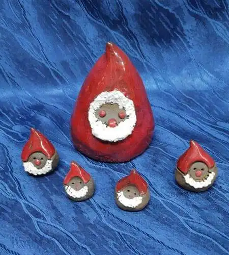 G151/ Vintage Design  Weihnachtsmann Zwerge Keramik handarb. Keramikfiguren