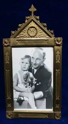 G554/ Messing Fotorahmen Bilderrahmen Jugendstil Barock Antik  Metall Freimaurer