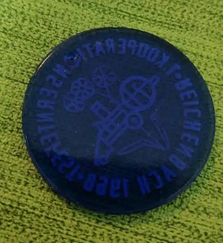 E880/ Plakette 1. Kooperationserntefest Reichenbach 1968 Glas