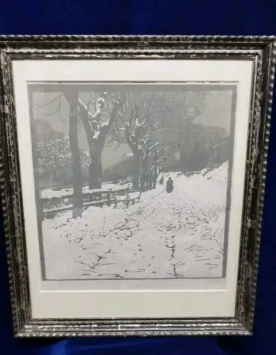 Carl MOLL (1861-1945) Winter Hohe Warte Wien Holzschnitt auf Papier 