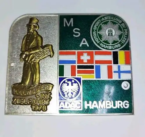 E800/ Plakette MSA Hamburg 4. Int. Zielfahrt 1978 ADAC Polizei Motorsport 