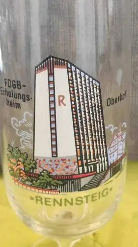 E880/ Glas DDR FDGB Erholungsheim Rennsteig Oberhof 