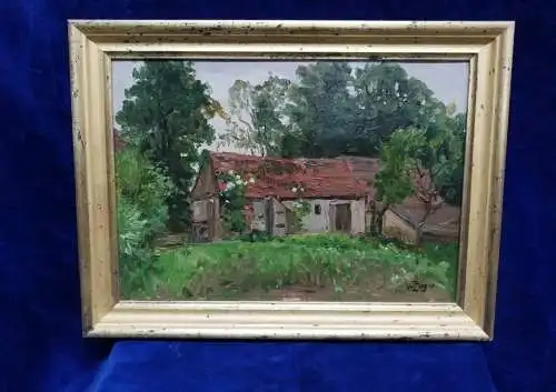 G583/ WILLY ZIRGES (*1867-?) Gemälde Alte Kate im alten Rahmen 40 x 30 cm 