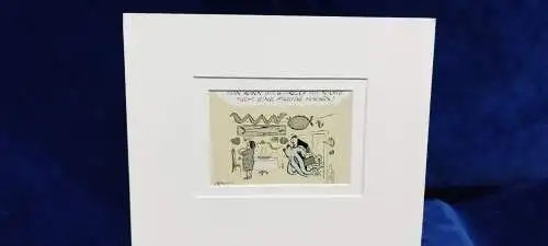 G304/ Grafik Kunstdruck Postkarte Loriot im Passepartout ca 30 X 24 cm