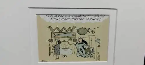 G304/ Grafik Kunstdruck Postkarte Loriot im Passepartout ca 30 X 24 cm