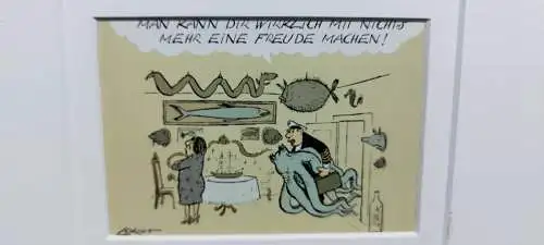G304/ Grafik Kunstdruck Postkarte Loriot im Passepartout ca 30 X 24 cm