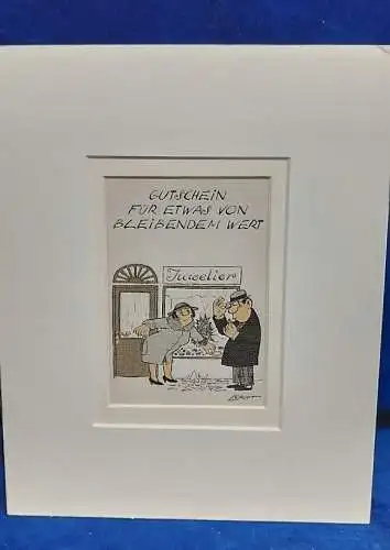 G304/ Grafik Kunstdruck Postkarte Loriot im Passepartout ca 30 X 24 cm