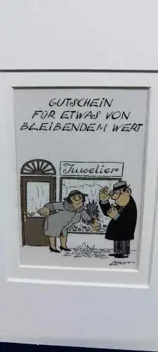 G304/ Grafik Kunstdruck Postkarte Loriot im Passepartout ca 30 X 24 cm