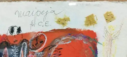 G305/ Gemälde Moderne Kunst "krg mch dch"  Ursula Storm 2004 auf Büttenpapier 