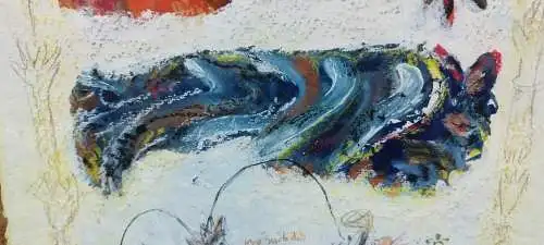 G305/ Gemälde Moderne Kunst "krg mch dch"  Ursula Storm 2004 auf Büttenpapier 