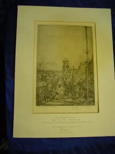 G798/ Radierung signiert "Carl-Schurz Straße Spandau"