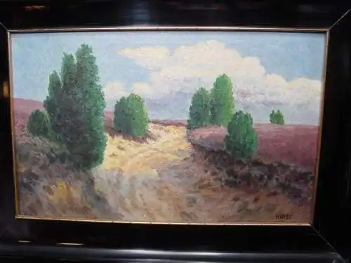 GB440/ Bild Heidelandschaft  schw.Lackrahmen, alt Kirst