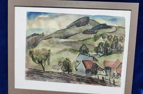  G269/ Aquarell Bauernhof vom Staatsschauspieler  Widmung 