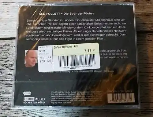 Die Spur der Füchse - Ken Follett - Hörbuch 4 CD Originalverpackung 